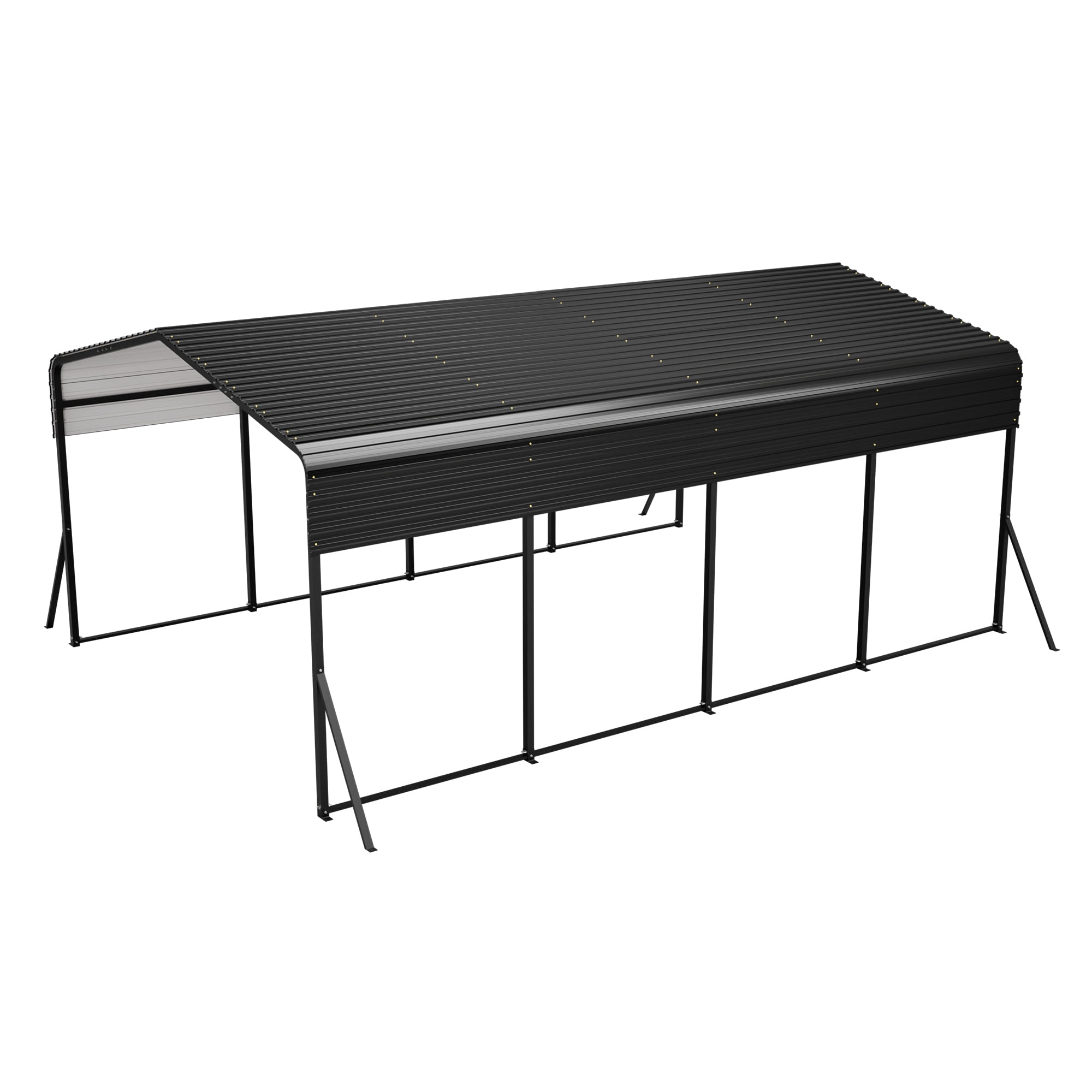 13x20 FT Heavy-Duty Metal Carport Garage with Triangle Reinforced Frame Galvanized Steel Roof All-Weather Shelter for Car Truck Boat Outdoor Storage Black