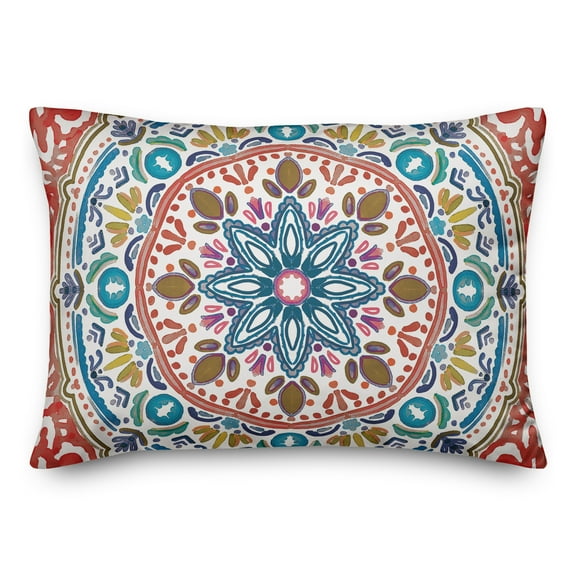 Creative Products Colorful Blue Red Medallion 14x20 Indoor / Outdoor Pillow