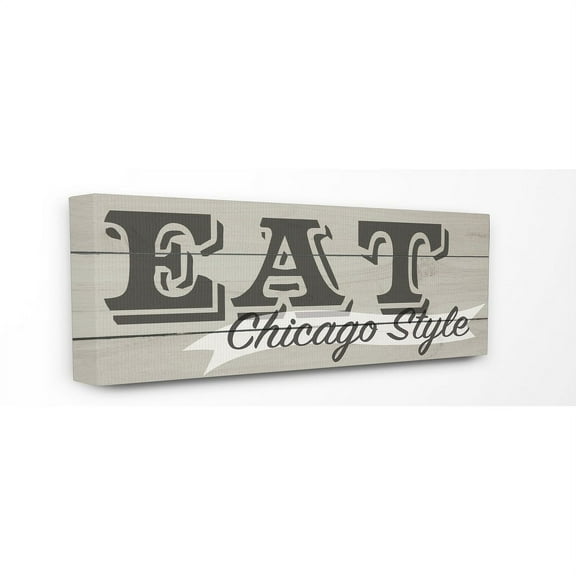 Stupell Eat Chicago Style Typography Stretched Canvas Wall Art - 10 x 24