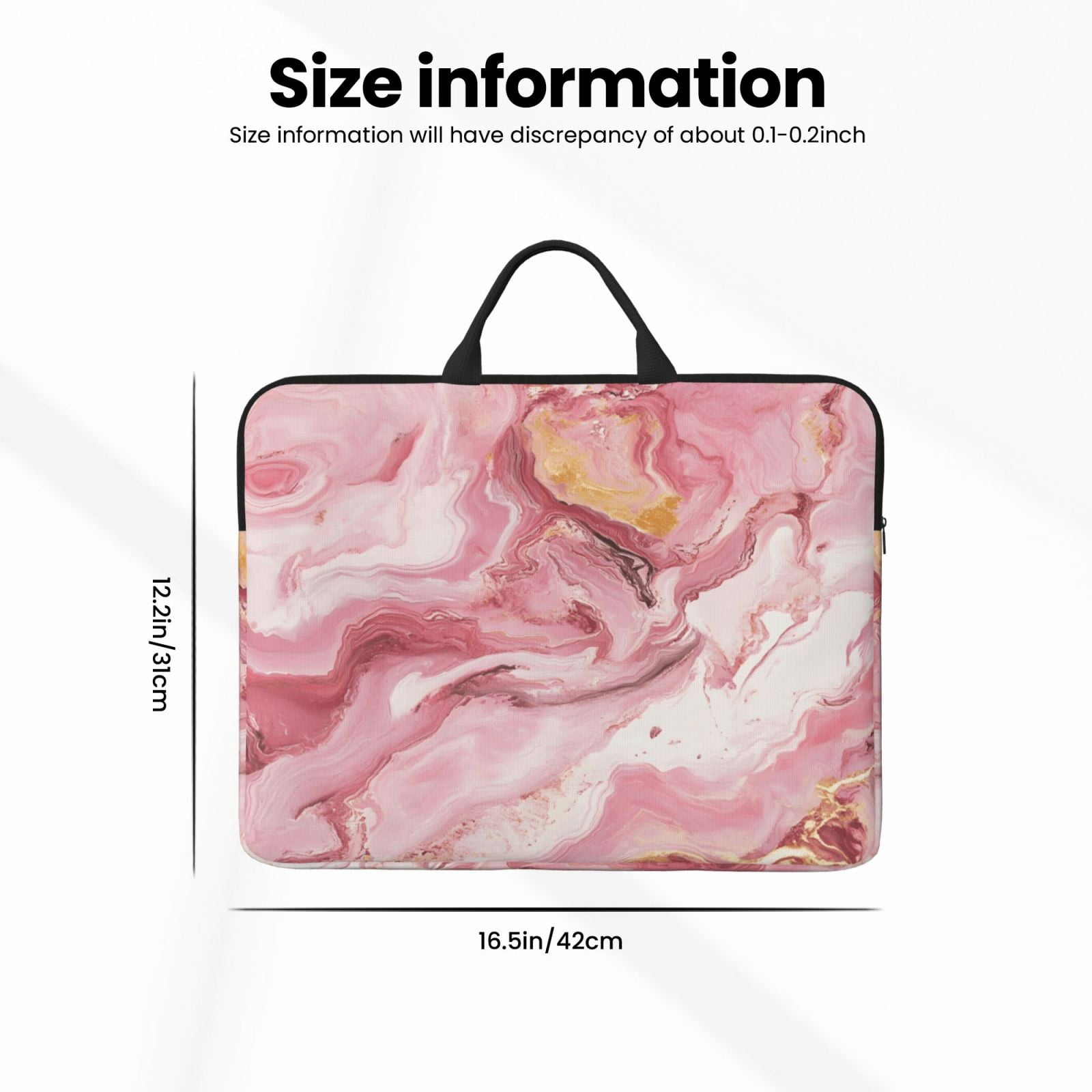 Laptop Sleeve Bag For Women Men 14inch Waterproof Durable Protective Computer Carrying Cover Handle Laptop Case Bag Pink Marble_1