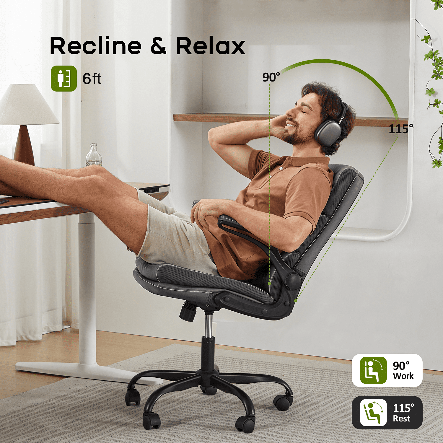 TMV Ergonomic High Back Gaming Chair - Adjustable Desk Office Chair with Lumbar Support, Perfect as Computer Desk Chair，Grey