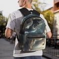 thumbnail image 3 of Gukieu Space White Horse Print Backpack, Waterproof Backpack with Adjustable Shoulder Straps, Suitable for Campus, Business, Travel, Unisex, 3 of 6
