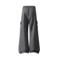 thumbnail image 5 of Iyufng Men's Drawstring Elastic Waist Casual Wide Leg Outdoor Cargo Pants with Button Flap Pocket, 5 of 7