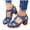 Blue, variant on Closed Toe Wedges Sandals for Women Chunky Low Heel Ankle Strap Embroidered Gladiator Flat Sandals Causal Beach Shoes Red Size 8.5