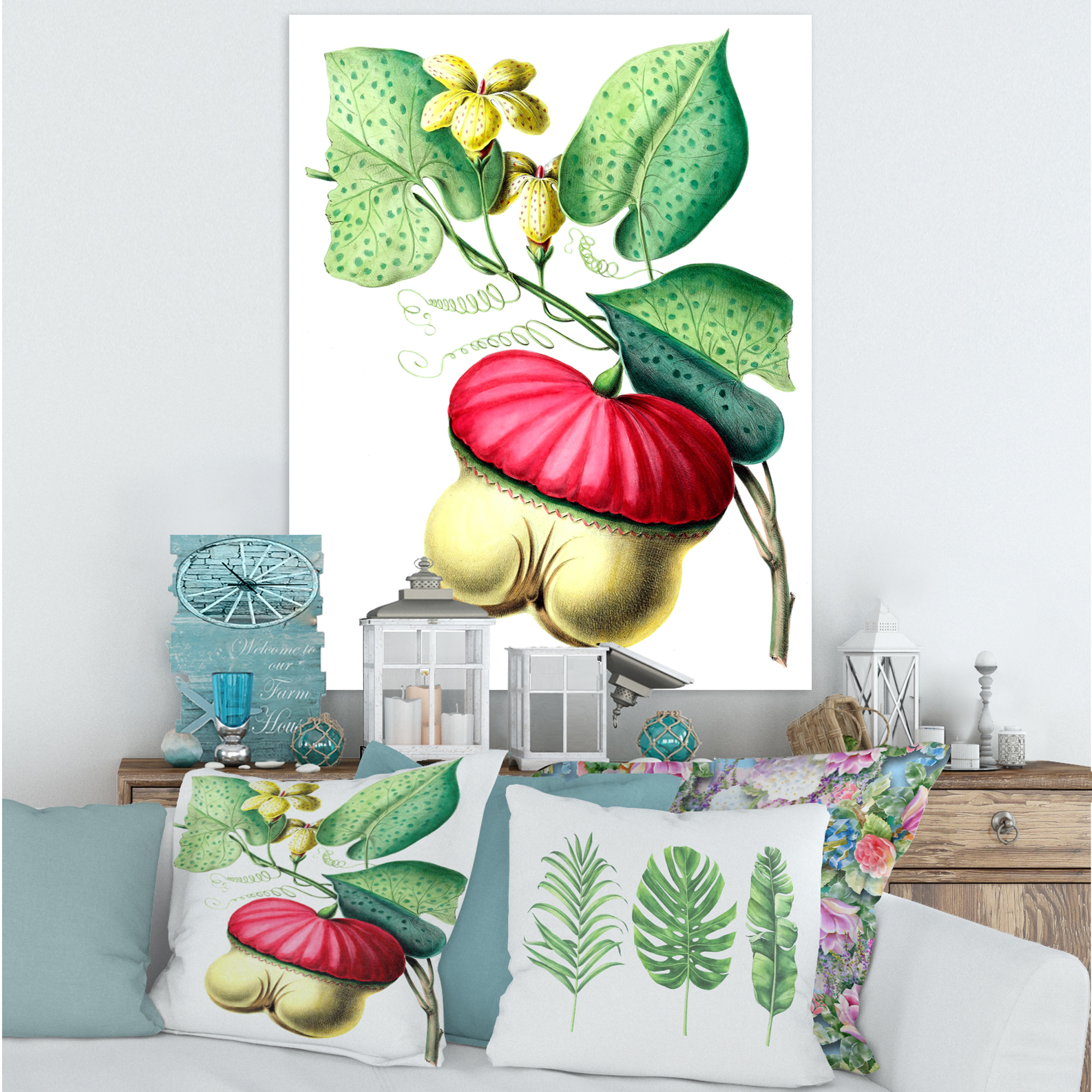 Designart ' American Vintage Flowers I ' Traditional Canvas Wall Art Print