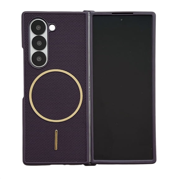ELEHOLD Case For Samsung Galaxy Z Fold 7 Magnetic Slim Flip Cover Anti Scratch Shock Absorbent Non Slip Wireless Charging Lightweight Protective Cover,Purple
