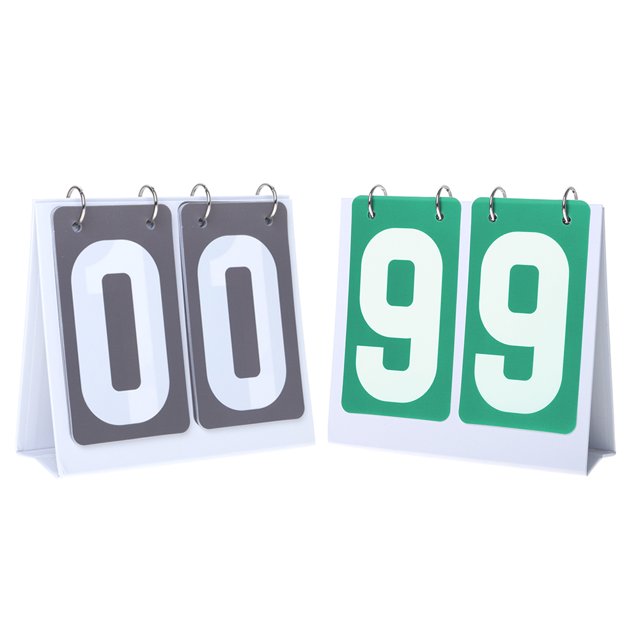 GOGO 2 Sets Portable Flip Scoreboard for Sports Game - Count from 00 to 99 (1 Grey + 1 Green)