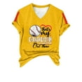 thumbnail image 4 of Yellow Women's Short Sleeve T-shirt, Women'S Baseball Season Solid Color Sports Top V Neck Loose Short Sleeved Shirt,Women's Short sleeve T-shirt S, 4 of 6