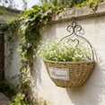 thumbnail image 4 of Handwoven Hanging Wall Basket, Indoor & Courtyard Wicker Flower Pot Bonsaier, Decorative Hanging Basket for Garden and Balcony, Rustic Style Bonsai Hanger for Home Decor, 13*11in, Khaki, 4 of 6