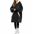 thumbnail image 1 of Sudadera con Capucha Tipo Manta para Mujer, de Forro , Cálida y Acogedora, con Bolsillo. Ante Negro Talla Única, 1 of 7