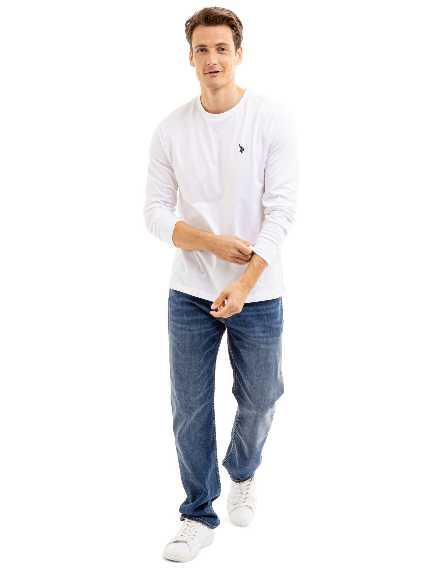 U.S. Polo Assn. Men's Cotton Crewneck Tee with Long Sleeves, Sizes XS-3XL
