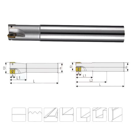 

D12mm 90°1F Indexable Face End Mill L:120mm D:12mm 10Pc Apmt1135 Carbide Insert