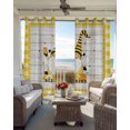 thumbnail image 6 of Gnomes Bees Blackout Curtains for Bedroom Living Room Darkening Curtains 84 Inch Length 2 Panels Set Spring Daisy Wooden Grain Yellow Plaid Window Curtain Window Treatment Grommet Drapes 42"x84", 6 of 9