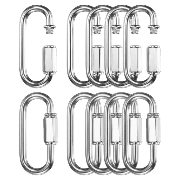 Uxcell 5mm Chain Hooks Quick Links, 10 Pcs Locking Chain Connector Screw Links, Silver