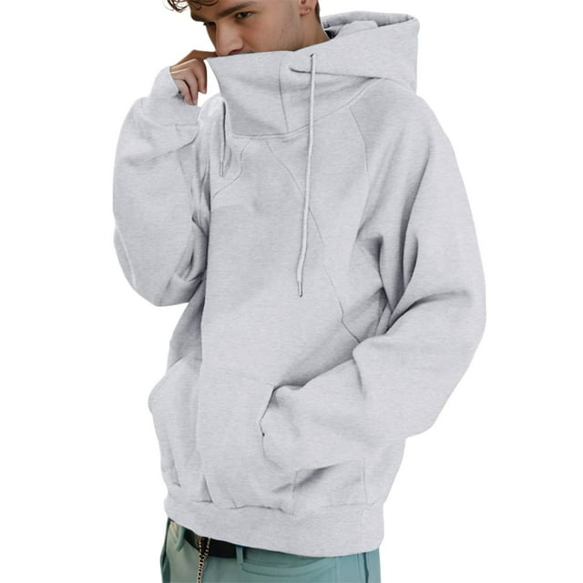 Sweat à Capuche Élégant pour Hommes, Automne et Hiver, Col Roulé Ample, Design Décontracté, Confortable et Polyvalent pour Toutes les Occasions