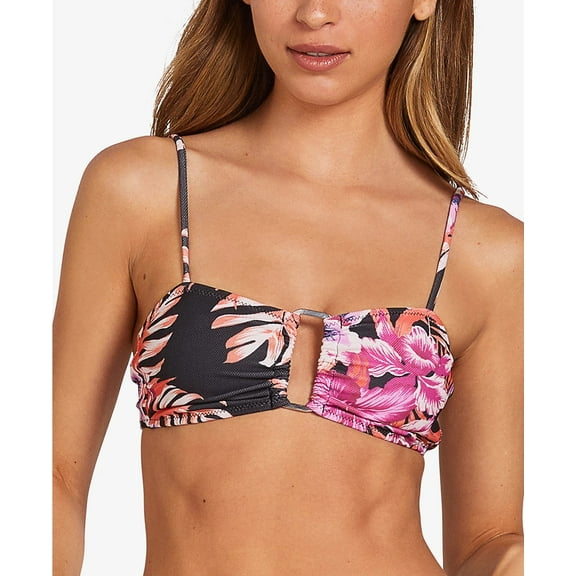 Volcom BLACK Juniors' U Da Palm Croplette Bikini Swim Top, US Small