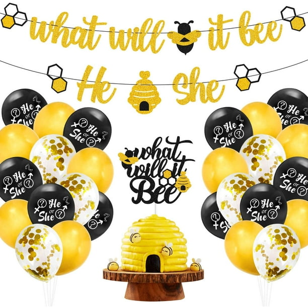 What Will It Bee Gender Reveal Party Decorations Set He Or She Bee Banner Bumble Bee