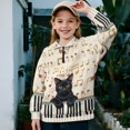 thumbnail image 3 of COEQINE Long Sleeve Pullover for Girls, Quarter Zip Loose Fit Sweatshirt, Soft Polyester Winter Clothes Sweater for Everyday Wear Ages 5-6, Cat Piano Musical Note, 3 of 7