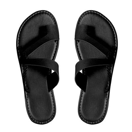 NOKIO Women s Summer Toe Set Flat Heel Strap Large Cool Slippers Fashionable And Comfortable Flat Heel Sandals And Slippers Women s Leather Flat Flip Flops Fashion Thong Slide Sandals