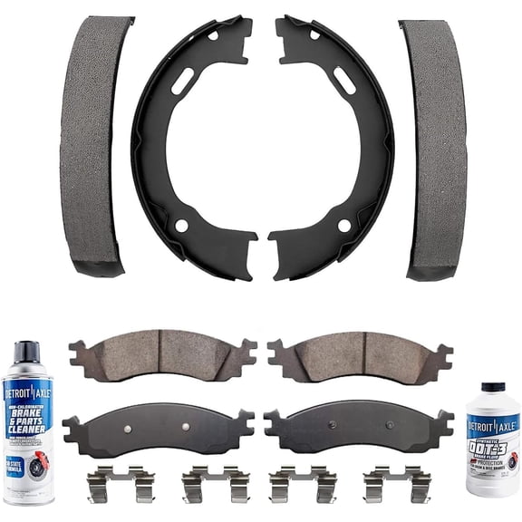 Detroit Axle - Front Ceramic Brake Pads Rear Semi-metallic Brake Shoes Kit for 2006-2010 Ford Explorer Mercury Mountaineer 2007-2010 Explorer Sport Trac - 6pc Set