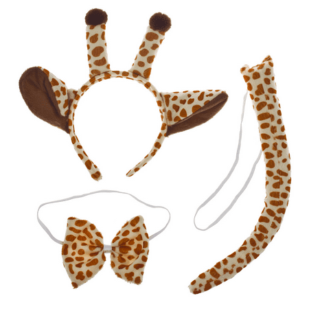 Lux Accessories Halloween Giraffe Ear Tail Bow Accessories Costume Set (3PCS)