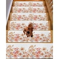 thumbnail image 2 of Orange Spring Floral Stair Treads for Wooden Steps Indoor Runner Rug Carpet, Summer Botanical Watercolor Flower 4 Pieces Peel and Stick Staircase Step Treads Covers Washable Throw Door Mats, 30"x8", 2 of 6