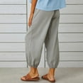 thumbnail image 4 of Women‘s Cotton Linen Pants Drawstring Elastic Waist Capri Pants Lounge Pants with Pockets, 4 of 9