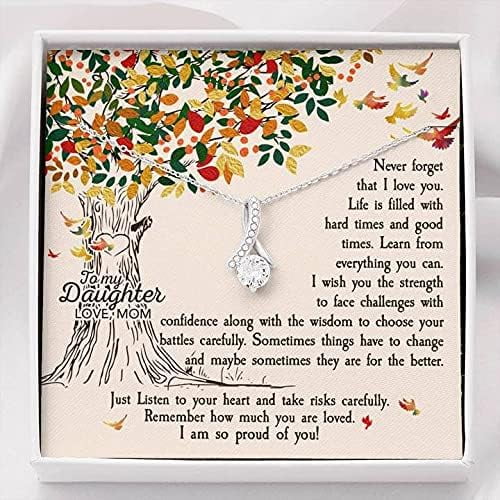 Necklace Beauty Alluring To My Daughter With Message Card Gift For Daughter From Mom Love Always, Personalized Necklace, Custom Gift For Daughter, Necklace For Women, I Am So Proud Of You