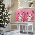 thumbnail image 3 of Christmas Snowman Chair Covers Set of 6 Winter Ball Snowflake Pink Decoration Chair Back Covers Stretch Removable Washable Slipcovers Protector for Dining Room Kitchen Party Decor, 3 of 5