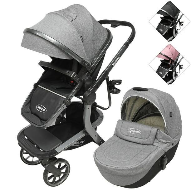 Carriola para Bebé Asiento Reversible Bambineto Acolchado Ruedas de Goma Plegable Cinturón de Seguridad - Gris