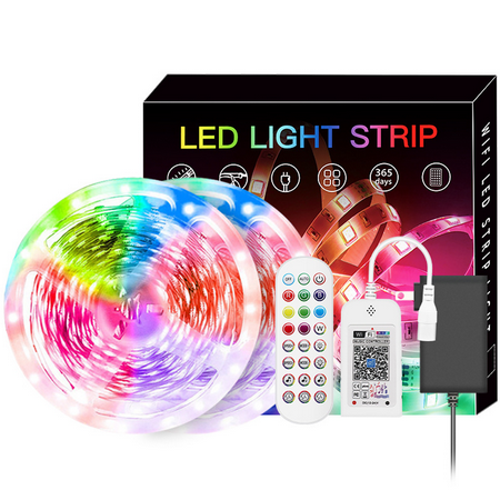 10M LED Strip, 5050 RGB Bluetooth LED Strip Controlled by Smartphone ...