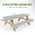 thumbnail image 3 of UMINEUX Picnic Table Cover with Bench Covers Fitted Table Clothes for 8 Feet Rectangle Tables Vinyl Flannel Backing with Elastic Edge -for Outdoor/Indoor Party Dining(30 x 96 Inch,3-Piece,Gray Plaid), 3 of 6