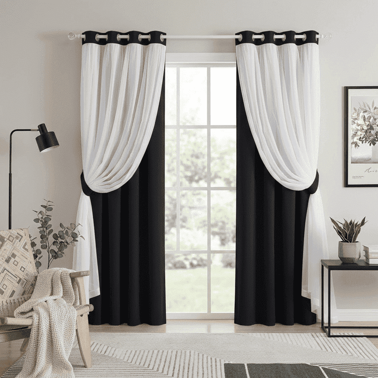 Double Layer Room Darkening Curtain Panels photo 1
