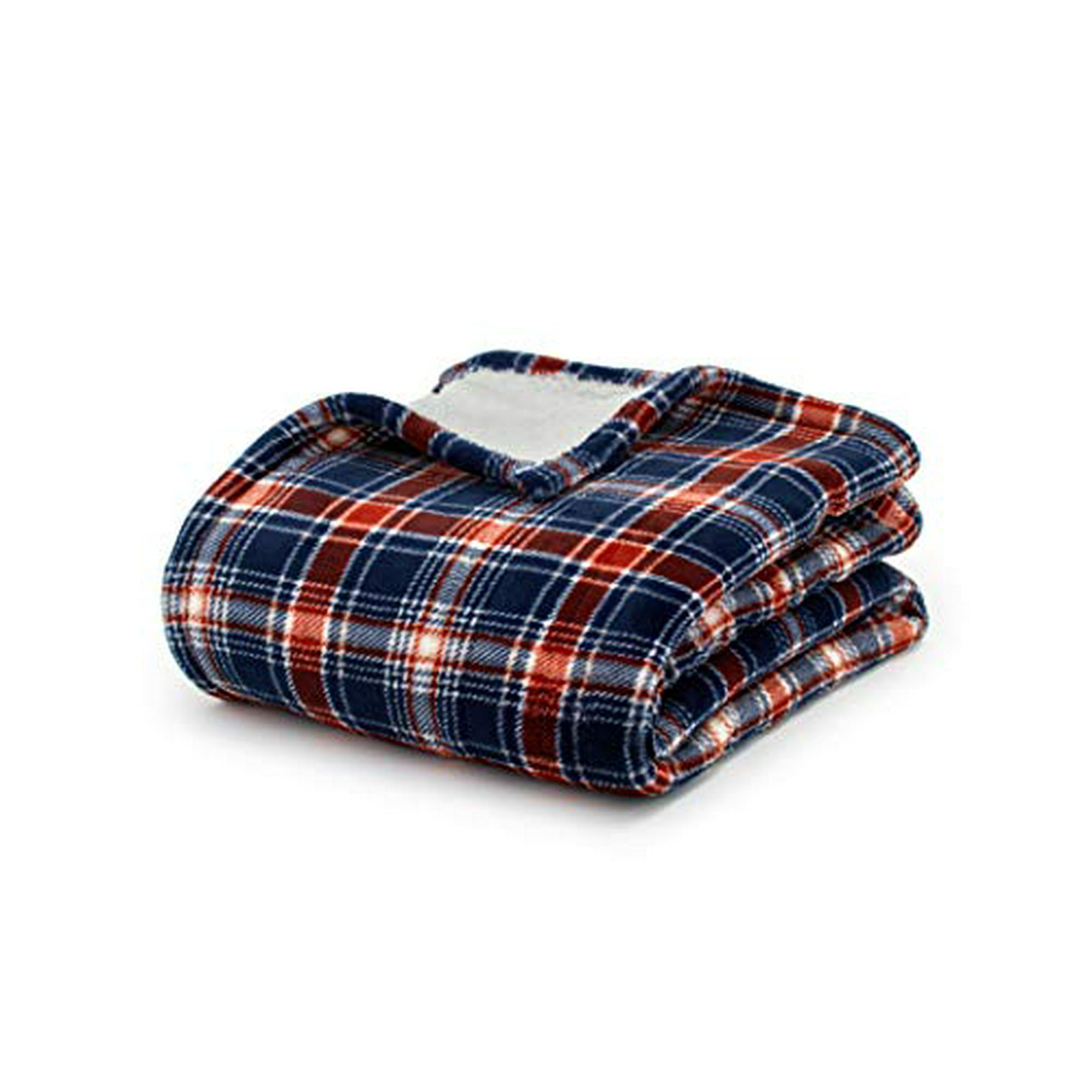 Eddie Bauer Smart Heated Electric Throw Blanket Reversible Sherpa Hands Free Control Wi Fi Only 2.4GHz Compatible with Alexa Google iOS Android Glen Plaid Navy Walmart