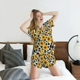 thumbnail image 5 of Honeii Cow Print Sunflower for Women's Summer Pajama Set featuring Soft Short Sleeve Shirt & Matching Bottoms with Convenient Pockets for Relaxed Home Wear-3X-Large, 5 of 6