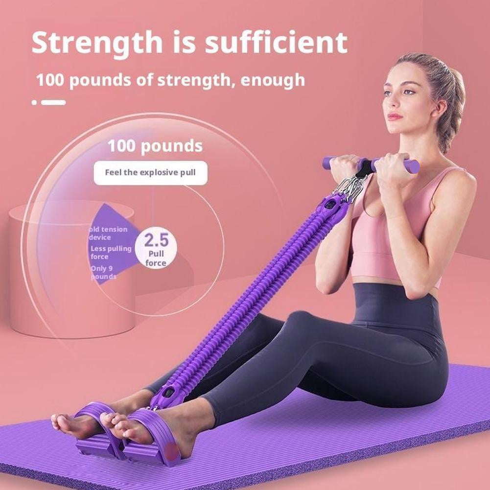 2025 Upgraded 4-Strand Resistance Band Set with Pedal and Handle 100 lbs Adjustable Pull Rope for Home Gym Full Body Workout