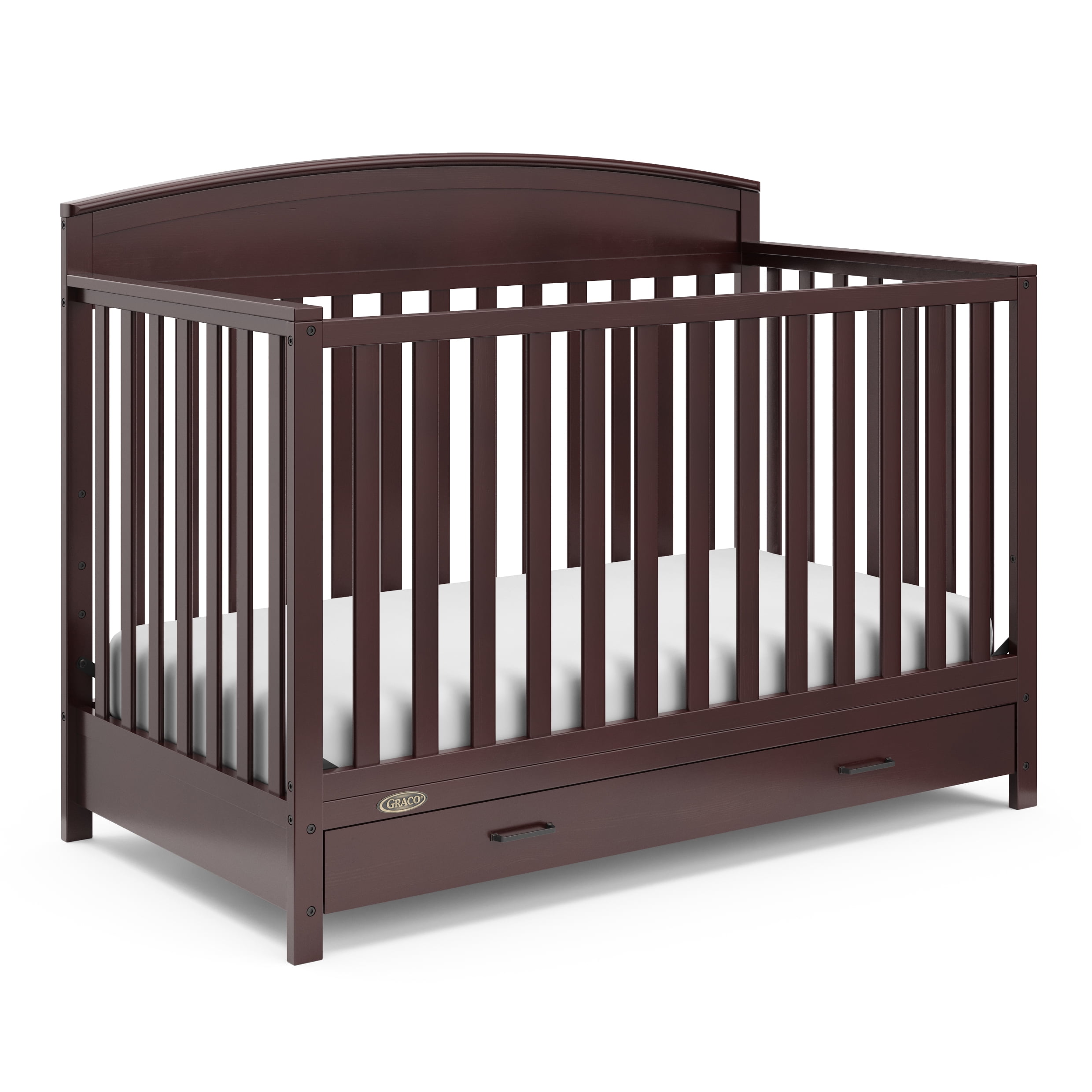 Graco Benton 5-in-1 Convertible Crib with Drawer and Premium Crib & Toddler Mattress Bundle, Espresso