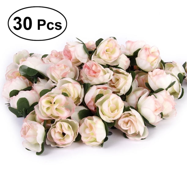 30 rosas artificiales de 3 cm para decoración de bodas (color blanquecino)