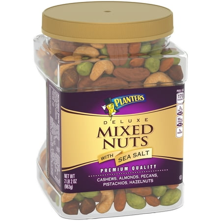 Vegetable Notes - Planters Deluxe Mixed Nuts with Sea Salt, 34.0 oz Jar