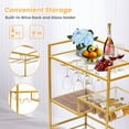 thumbnail image 5 of SULIVES Gold Bar Carts with 4 Tier Shelves Wine Rack, Tempered Glass Holder, and Lockable Wheels, 5 of 7