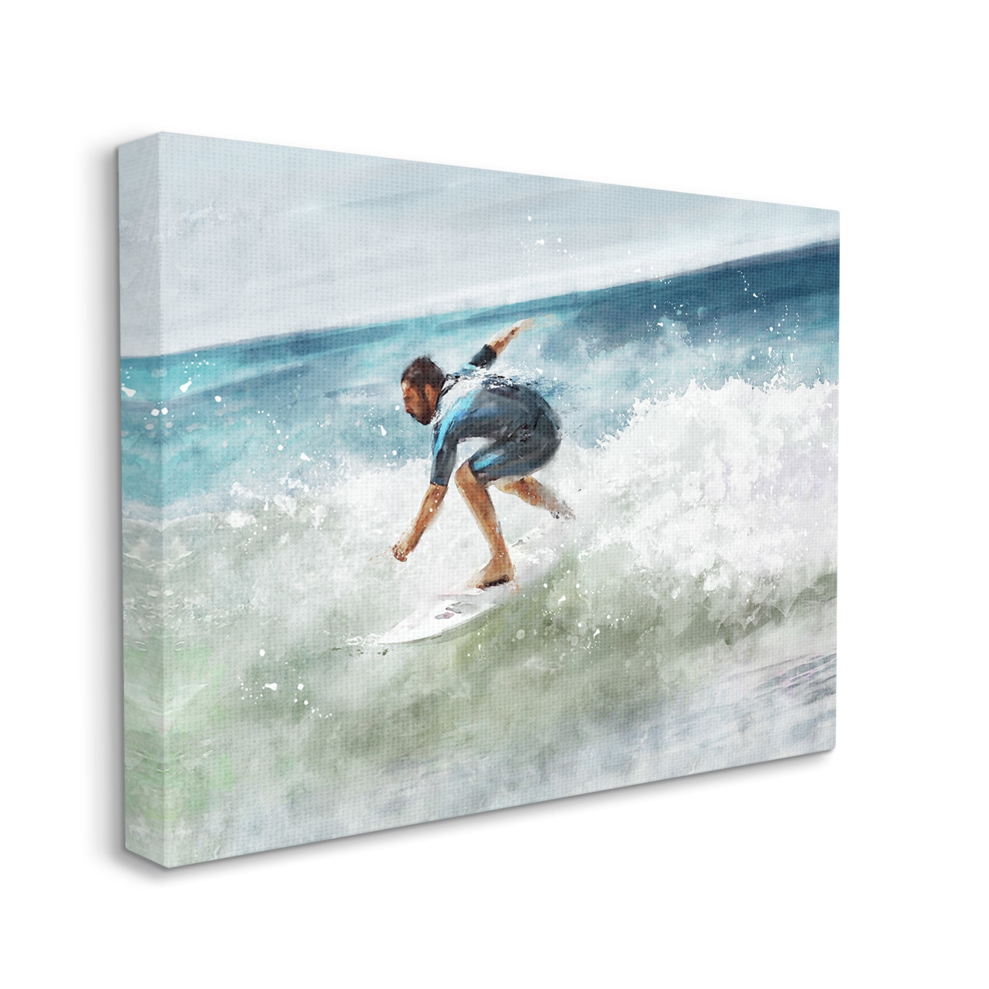 Stupell Industries Male Surfer Riding Messy Wave Turbulent Beach Shore, 40 x 30,Design by Ziwei Li