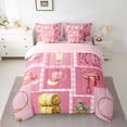 thumbnail image 3 of Manfei Fashion Cowgirl Cat Twin Bedding Sets 7-Piece, Pink Western Patchwork Bedding Comforter Set, Kawaii Rustic Horse Animal Reversible Sheet Sets, Luxury Bedroom Decor, 3 of 8