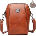 thumbnail image 1 of Elmyse - Bolso bandolera de piel, estilo retro, para teléfono celular, vertical, para mujer, 1 of 3
