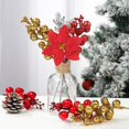 thumbnail image 4 of 12Pcs Red Glitter Poinsettia Picks, Christmas Poinsettia Artificial Flowers with Bendable Wired Stem, 8.46in Xmas Tree Ornaments for Classic Holiday & Party Decor, 4 of 6