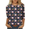 thumbnail image 1 of Hauts à Manches 3/4 pour Femmes Mode Féminine T-Shirt Imprimé Noël Blouse à Manches 3/4 Col Rond Hauts Décontractés Hauts à Col Haut pour Femmes Hauts à Manches 3/4 T-Shirts pour Femmes Mode, 1 of 6