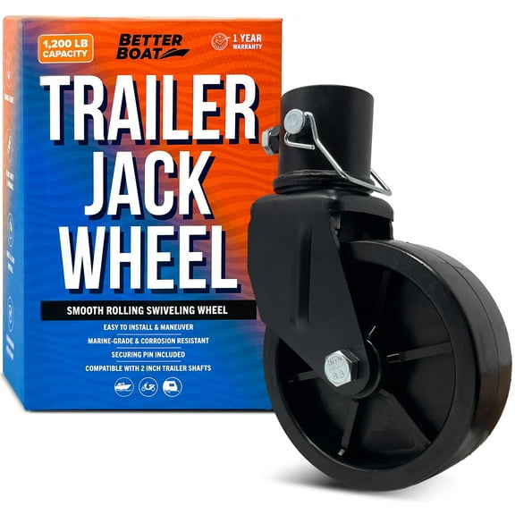Trailer Jack Wheel Replacement, 1200 lb Capacity, for Trailer Tongue Jacks, Hitch, Boat, Camper & Car Hauler Utility Trailers