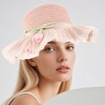 thumbnail image 2 of Sombrero de paja de verano para niña: gorra de playa de ala ancha transpirable con correa ajustable, sombrero de pescador para niñas para protegerse del sol., 2 of 7
