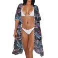 thumbnail image 3 of HELLHERO Loose Bathing Suit Cover Up for Resort Polyester Stylish Swim Coverup Dragonfly Silhouette, 3 of 6