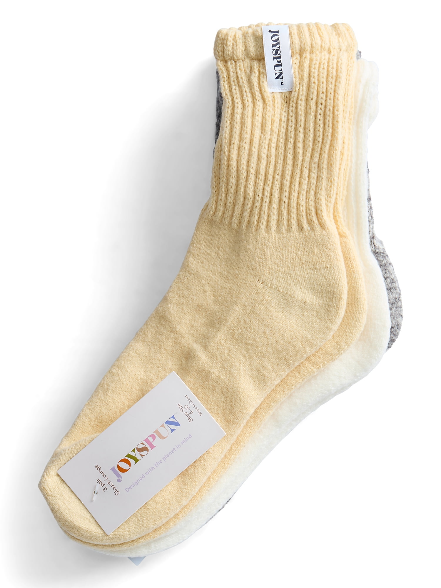 Joyspun Women’s Comfort Slouch Ankle Socks, 3-Pack, Size 4-10