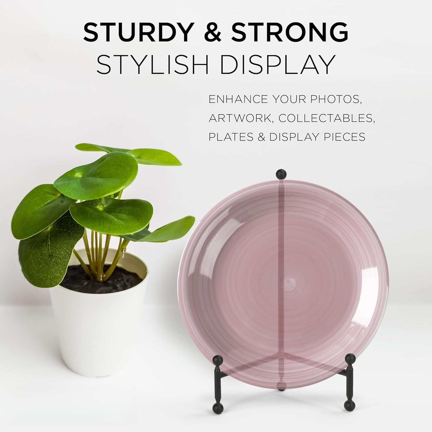 12" Black Modern Tripod Display Easel - Lightweight Durable Stand for Art, Plates & Decor